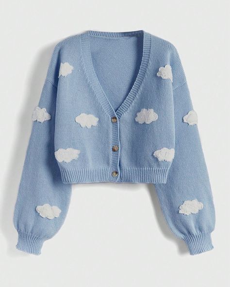 ✨Pre-order only, S(8) - XL(16)✨ Kawaii Cloud, Preppy Mode, Modest Casual Outfits, Cardigan Plus Size, Simple Style Outfits, Cloud Design, Cardigan Design, Fashion Sketches Dresses, Áo Len Cardigan