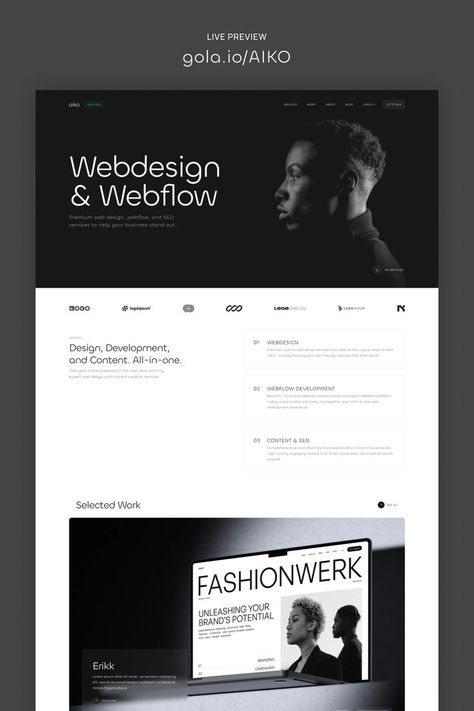 Aiko is a minimal & modern Portfolio Webflow Template perfectly suited for freelancers, designers, web designers, Webflow developers, agencies or your personal portfolio. Web Developer Portfolio Website, Agency Website Inspiration, Portfolio Website Design Inspiration, Web Developer Portfolio, Portfolio Website Inspiration, Personal Website Design, Minimal Website Design, Modern Portfolio, Agency Website Design