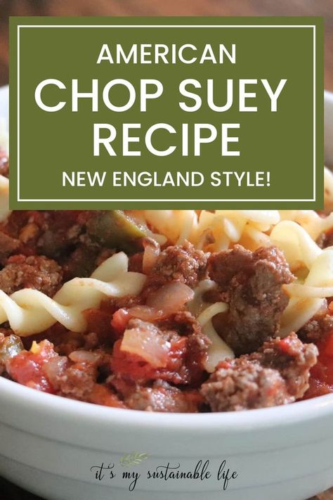 American Chop Suey, New England Style, aka American Goulash. A favorite classic goulash using only ONE POT or crock pot, that’s a favorite fall recipe! A family favorite dinner recipe! #onepotpasta #comfortfood #easydinnerrecipes Classic Goulash, American Chop Suey, American Goulash, Favorite Dinner, Sloppy Joes Recipe, Chop Suey, Fall Recipe, New England Style, One Pot Pasta