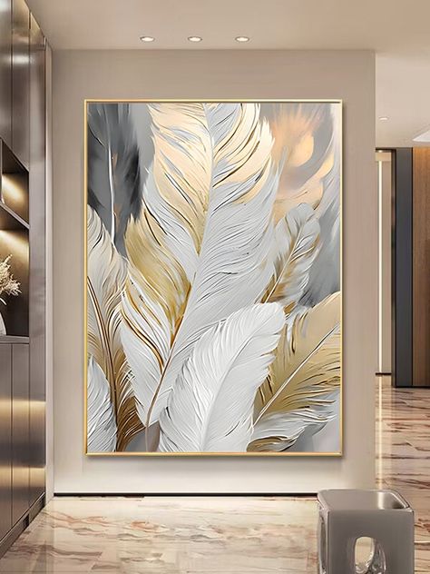 ❤ This is abstract gold and white feathers painting digital wall art, you can print it at any size for your wall decor with less price. ❤ Feature: it will look great on your wall decor, you can print at any size. ❤Please note: There is no physical item will be shipped to you and also there is no frame. There is only instant file.  ❤What you will get: 1 High-Resolution file. Your file can be downloaded after payment is confirmed. Light Mural Wall Art, Art Wall For Living Room, Living Room Framed Art, Frames For Living Room Wall, Luxury Wall Painting, Feathers Artwork, White And Gold Home Decor, Decorative Items For Living Room, Living Room Sofa Modern