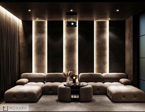 Home Cinema Room Ideas, Home Cinema Design, Modern Media Room, Interior Design Portfolio Layout, Home Theater Room Design, Karaoke Room, Theater Room Design, Cinema Design, Decor Salon