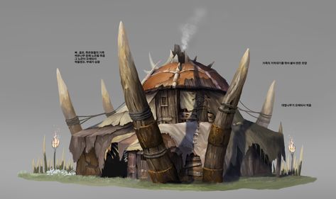 ArtStation - Orc house, JS Orc Architecture, Orc Village, Perspective Drawing, Japanese Poster, Art Reference Photos, Dungeons And Dragons, Home Art, House Ideas, Art Reference