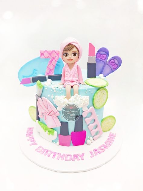 Spa Theme Birthday Cake 🛀🏻💄 #spatheme #spaparty #girlsspaday #pamper #pamperyourself #customcakes #torontocakes #kidsbirthday #kidsbirthdaycakes #spacake #gno #girlycake #spabirthdayparty #spabirthday #customcakestoronto #gtacakes #personalizedcakes #sumptuoustreats #personalizedcake #personalizedcaketopper #girlsbirthdaycake #girlsbirthdayparty www.sumptuoustreats.com Sleep Over Birthday Cake, Spa Day Birthday Cake, Spa Themed Birthday Cake, Spa Theme Cake, Spa Birthday Cake, Ballerina Birthday Cake, Spa Cake, Theme Birthday Cake, Kids Spa