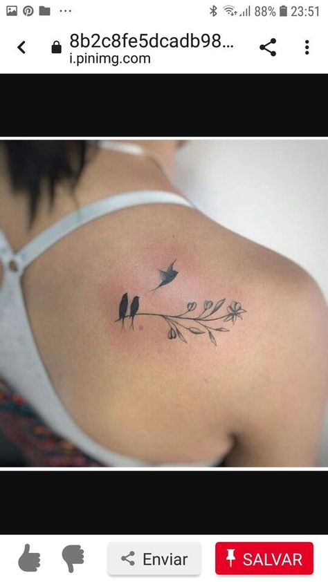 Bird On Branch Tattoo, Three Little Birds Tattoo, Simplicity Tattoos, Three Birds Tattoo, Flower Tats, Delicate Tattoos For Women, Little Bird Tattoos, Bird Tattoos For Women, Flower Tat