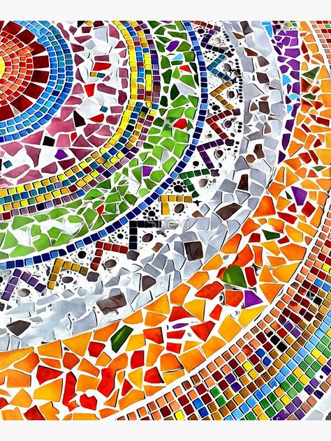 Simple Mosaic Patterns For Kids, Antonio Gaudi Mosaic, Gaudi Mosaic Pattern, Mosaic Folk Art, Boho Mosaic Ideas, Spanish Mosaic Art, Antoni Gaudi Mosaic, Antoni Gaudi Drawings, Gaudi Nails