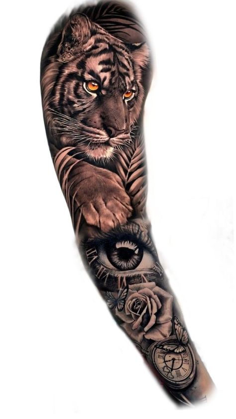 Tattoo Lions, Black People Tattoos, Cute Tattoo Ideas, Colour Tattoo For Women, Tiger Tattoo Sleeve, Dragon Tattoo Ideas, Outer Forearm Tattoo, Animal Sleeve Tattoo, Cute Tattoo