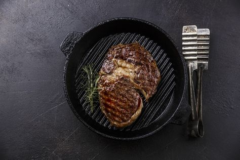 There is a measurable effect of cooking on protein foods like chicken, beef and eggs. Cooking at high temperatures may cause nutrient loss and toxic byproducts. Cooking Skirt Steak, How To Cook Ribeye, Delmonico Steak, After Tattoo, Cooking Ribeye Steak, Broiled Steak, Steak In Oven, George Foreman Grill, How To Cook Ribs