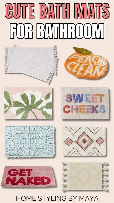 cute bath mats, bath mats bathroom ideas Peachy Clean Bath Mat, Bath Mats Bathroom Ideas, Colorful Bath Mat, Crochet Bath Mat, Moving Planner, Boho Bath Mat, First Apartment Essentials, First Apartment Checklist, Cute Bath Mats