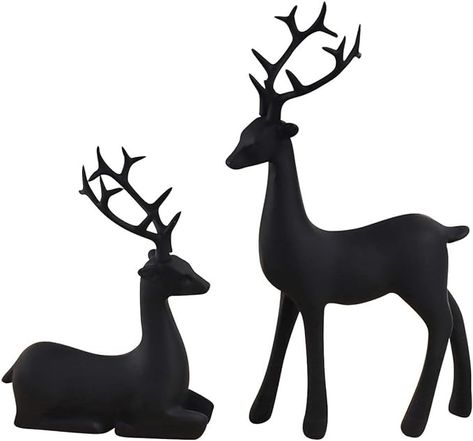 Amazon.com: 2PCS Christmas Reindeer Sculpture, Black Reindeer Christmas Decoration, Resin Reindeer Sculpture Miniature Figurine Xmas Deer Statue, Artificial Desk Reindeer Ornaments for Home Office Desk Decor : Home & Kitchen Black Reindeer Christmas Decor, Black Reindeer, Reindeer Sculpture, Home Office Desk Decor, Pallets For Sale, Christmas Reindeer Decorations, Deer Statues, Reindeer Figurine, Miniature Figurine