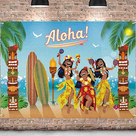 Tropical Gate, Black Photo Background, Aloha Party Decorations, Hawaii Decorations, Hawaiian Background, Tropical Themed Party, Tropical Theme Party, Aloha Party, Hawaiian Party Decorations