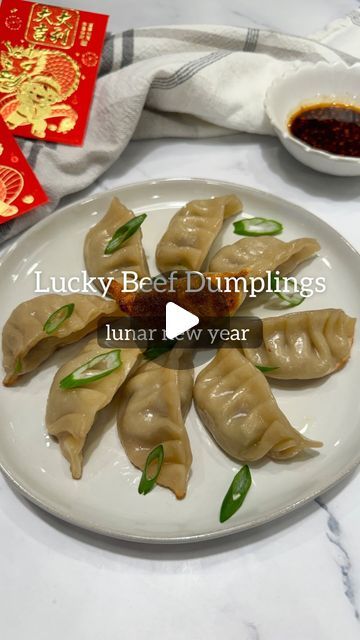 Sharon 🥢 Quick & Easy Recipes on Instagram: "#ad 🥟🧧 Eat plenty of dumplings to bring luck and wealth in the new year ! These juicy beef dumplings are a must have on your table this Lunar New Year. Not only are these dumplings tasty to eat, they are so fun to make! @beefitswhatsfordinner  Comment “dumplings” for the full recipe sent to your inbox!  Visit www.BeefItsWhatsForDinner.com for more recipes and inspiration  Ingredients below ↓ full recipe linked in bio  🛒 what you’ll need:  * 1 lb Ground Beef * 1 bundle Green Onions (sliced) * 1.5 tbsp Cooking Wine * 1.5 tbsp Soy Sauce * 1.5 tbsp Oyster Sauce * 1.5 tbsp Sesame Oil * ½ tbsp Mushroom Powder * ½ tsp Sugar * pinch White pepper * 2-4 tbsp Oil (to fry) * ¼ cup Water (to steam) * 1 pack of dumpling wrappers   #Lunarnewyear #dumplings Beef Dumplings, Dumpling Wrappers, Mushroom Powder, White Pepper, Dumpling Recipe, Oyster Sauce, Cooking Wine, Minced Garlic, Quick Easy