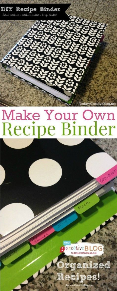 Recipe Binder | Keep all our printed recipes organized in a cute binder! Make your own Recipe Binder with this tutorial on TodaysCreativeBlog.net Cute Binder, Diy Recipe Binder, Recipe Storage, Recipe Organizer, Binder Ideas, Diy Cookbook, Printable Recipes, Blog Organization, Diy Organizer