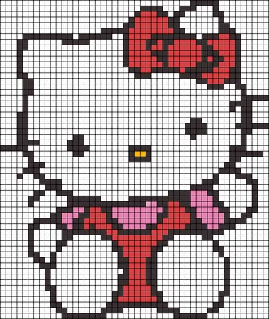 Pixel Grid Crochet Hello Kitty, Crochet Pixel Pattern Hello Kitty, Hello Kitty Crochet Grid Pattern, My Melody Alpha Pattern, Hello Kitty Tapestry Crochet, Alpha Pattern Hello Kitty, Hello Kitty Grid Pattern, Pixelart Hello Kitty, Hello Kitty Graph