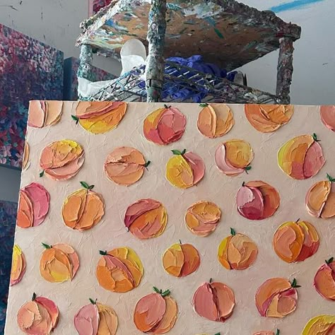 Ann Marie Coolick on Instagram: "This piece is now in a private collection— but I do have one more peach painting available on my website! #peaches #oilpainter" Peach Painting Easy, Peach Art Aesthetic, Peach Painting, Peach Drawing, Peach Tree Painting Acrylic, Peach Tree Painting, Peaches Painting Acrylic, Peach Artwork, Cherries Painting