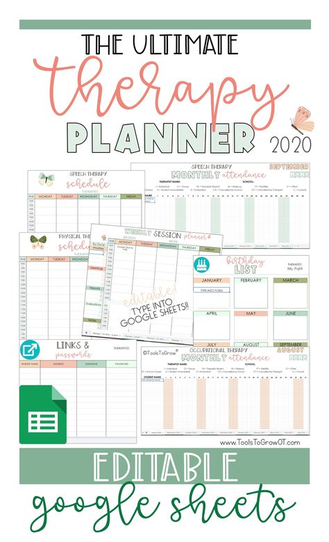 The 2020 Ultimate Digital Therapy Planner | Blog | Tools To Grow, Inc. Therapy Binder, Therapist Planner, Therapy Planner, Occupational Therapy Schools, Teacher Binder Organization, Slp Organization, Organizer Planner, School Speech Therapy, Speech Pathologist