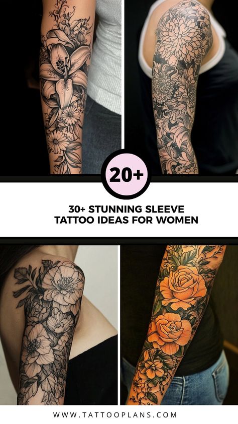 This Pinterest pin showcases various sleeve tattoo ideas for women. The pin's visuals feature 0 images presenting different styles and designs of sleeve tattoos. These examples embody creativity and self-expression for women looking into body art. Sleeve Tattoo Ideas For Women, Half Sleeve Design, Intricate Artwork, Sleeve Tattoo Ideas, Sleeves Ideas, Best Sleeve Tattoos, Sleeve Ideas, Tattoo Ideas For Women, Sleeve Tattoos For Women