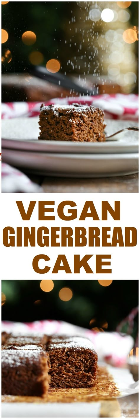 Classic Old-fashioned Gingerbread cake that is vegan, oil-free, whole grain and out of this world delicious, moist and full of amazing flavor from cinnamon, ginger, nutmeg, allspice, cloves and molasses. via @thevegan8 Gluten Free Gingerbread Cake, Gingerbread Cake Recipe, Gluten Free Gingerbread, Vegan Gingerbread, Healthier Recipes, Gingerbread Cake, Paleo Treats, Vegan Christmas, Gluten Free Cakes