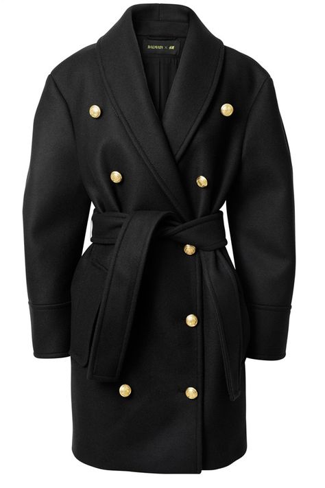 Balmain For H&M Balmain Coat, Hm Coat, H&m Collaboration, Balmain Jacket, Shawl Collar Coat, Navy Blue Coat, Blue Shawl, Coat Fur, Collar Coat