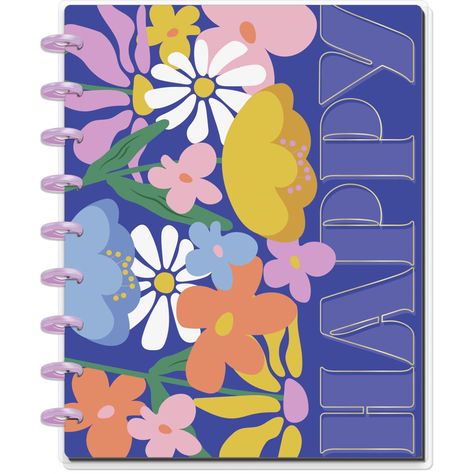 Document all your everyday must-dos with this convenient dotted-lined Happy Planner Fun Fleurs Classic Notebook! You'll love jotting down your plans featuring the classic-size notebook adorned with a groovy floral design. This classic notebook is the perfect organization tool for writing, note-taking, and goal-setting. Closer Look at Happy Planner Fun Fleurs Classic Notebook With over 60 dotted line pages, this notebook will help you capture ideas, messages, and inspirations. Keep it on your des Paper For Writing, Writing Planning, Happy Planner Cover, Flower Planner, Whimsical Flower, Happy Planner Classic, Spiral Planners, Dotted Notebook, Classic Happy Planner