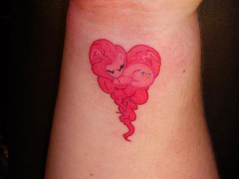 Pinkie Pie heart tat Mlp Tattoo, Pony Tattoo, My Little Pony Tattoo, Ruined Buildings, Zombie Movie, Heart Tattoo Wrist, Character Customization, Tattoo Anime, Pink Tattoo