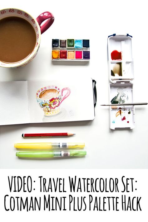 I got myself a new travel watercolor set, it's tiny, has lots of mixing space, plus I've done a palette hack to make it even better. See how in my video! Tiny Watercolor Palette, Mini Watercolor Palette, Funny Bucket List, Watercolor Pallet, Tiny Watercolor, Travel Watercolor, Video Travel, Watercolor Kit, Travel Quotes Adventure