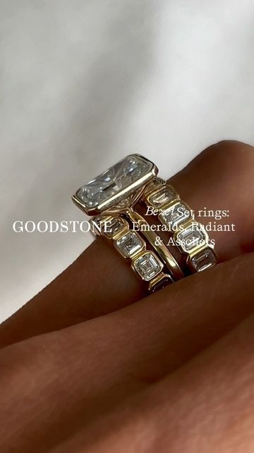 GOODSTONE on Instagram: "Greetings, jewelry aficionados and soon-to-be-engaged couples. 👋 Today, we’re diving into the world of bezel set rings. What is a bezel setting? It involves a metal rim that encircles the gemstone. Unlike prong settings with “claws,” a bezel provides a sleek and modern look. 🌟 Why choose a bezel setting? 🤔 1️⃣ Security: Ideal for active lifestyles or hands-on jobs. 2️⃣ Protection: Offers the gemstone excellent protection. 3️⃣ Sleek Design: A minimalist, modern appeal that’s timeless. 4️⃣ Low Maintenance: Less likely to snag or require frequent cleaning. But what about the downsides? 🤨 1️⃣ Limited Visibility: Covers more of the stone’s surface. 2️⃣ Weight and Cost: Can be heavier and sometimes pricier. Let’s clear up a common misconception. ✨ A bezel setting doe Mixed Metal Bridal Set, Bezel Emerald Cut Engagement Ring, Bezel Set Rings, Bezel Wedding Band, Bezel Set Wedding Band, Bezel Set Wedding Ring, Forever Rings, Ring Cuts, Set Rings