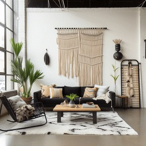 Urban Style Living Room, Industrial Boho Living Room, Industrial Boho Decor, Boho Industrial Living Room, Boho Industrial Decor, Industrial Living Room Ideas, Hipster Apartment, Room Ideas Inspiration, Industrial Living Room Design