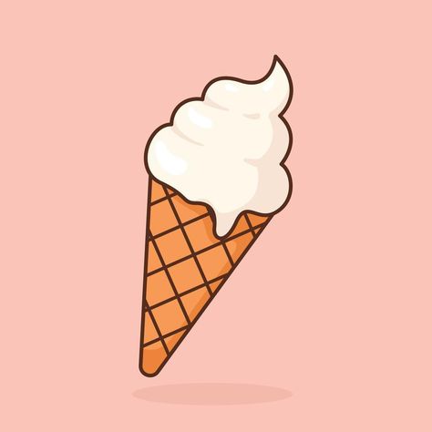 Cute vanilla ice cream cartoon icon vector illustration. Desserts and Sweet Foods Flat Design icon concept. Vector flat outline icon Ice Cream Cartoon, Ice Cream Illustration, Flat Design Icon, Sweet Foods, Dessert Illustration, Food Doodles, Design Icon, Cityscape Photos, Logo Banners