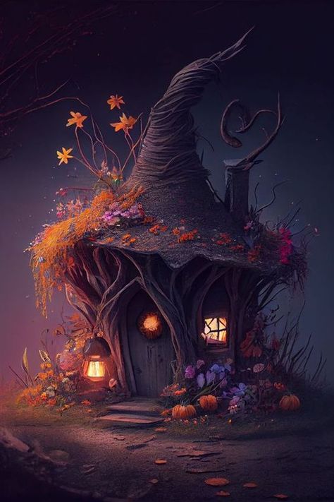 Witch Hut, Witches Cottage, Witches House, Fantasy Cottage, Forest Drawing, Environment Painting, Witch Cottage, Witch Garden, Dreamy Artwork