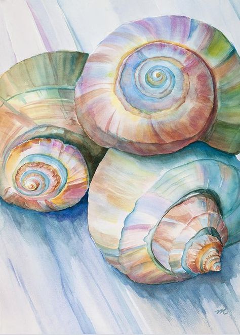 Art Plage, Art Coquillage, Soyut Sanat Tabloları, زجاج ملون, Pastel Watercolor, Art Et Illustration, Watercolor Ideas, Watercolor Inspiration, Water Colors