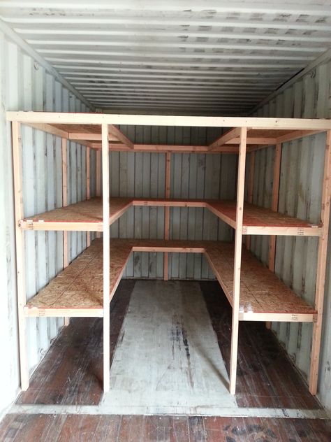 Shipping Container Workshop, Shipping Container Sheds, Shipping Container Storage, Diy Garage Work Bench, Diy Garage Storage Cabinets, Diy Storage Shelves, Bloxburg Kitchen, Garage Storage Shelves, Garage Door Makeover