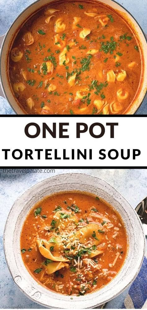 Creamy Beef Tortellini, Beef Tortellini Soup, One Pot Tortellini, Cheese Stuffed Pasta, Beef Tortellini, Creamy Tortellini Soup, Creamy Tortellini, Stuffed Pasta, Soup With Ground Beef