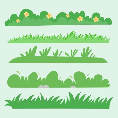 Vector grass borders decorative green co... | Premium Vector #Freepik #vector Green Grass Illustration, Vector Grass, Cartoon Grass, Grass Clipart, Grass Drawing, Grass Illustration, Grass Vector, Grass Painting, New Classroom