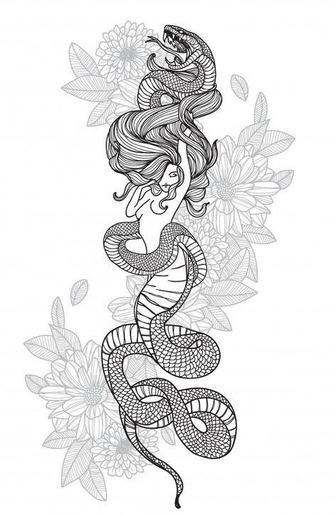 Classic Tattoo Designs, Snake Women, Interesting Tattoos, Epic Tattoo, Snake Tattoo Design, Inspiration Tattoos, Medusa Tattoo, Stylist Tattoos, Classic Tattoo