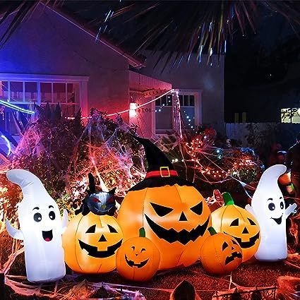 With this new decor you will be the talk of the neighborhood. It is the perfect addition to any yard this fall. Pumpkin Lanterns, Halloween Blow Ups, Halloween Outdoor Decoration, Inflatable Party Decorations, Inflatable Pumpkin, Pumpkin Display, Inflatable Decorations, Halloween Inflatables, Halloween Yard Decorations