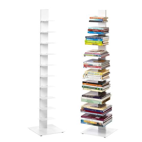 Bookshelf Small Space, Bookshelf Floating, Traditional Library, White Bookshelf, Floating Bookshelf, Decorative Shelving, Chicago Apartment, Shelving Solutions, Standing Shelves