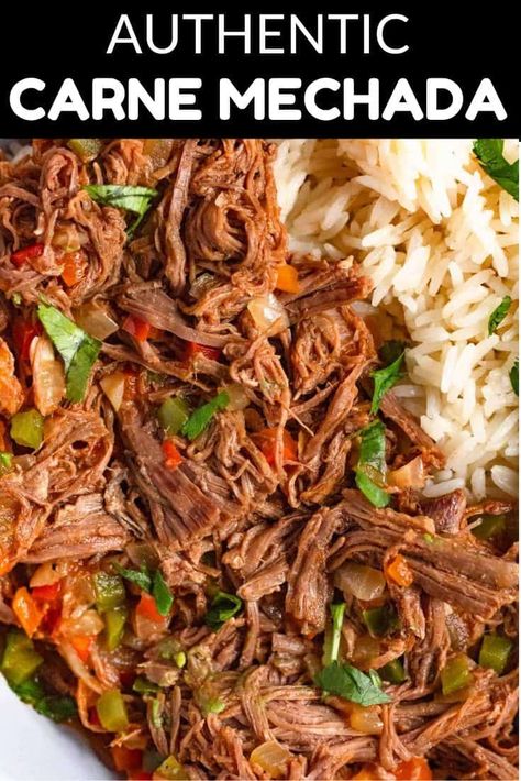 Carne Mechada is flavorful, tender shredded beef perfect for tacos, arepas or on a plate of Pabellon Criollo. This amazing beef is slow-cooked and finished on the stove top to sear in the flavor. South American Recipes, American Recipes, Easy Summer Meals, Shredded Beef, Crockpot Recipes Slow Cooker, Global Recipes, Quick Lunches, Slow Cooked, Mexican Recipes