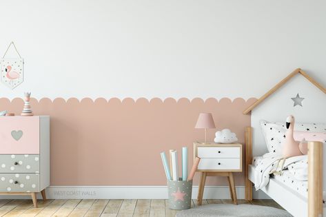 Scalloped Wall Decal / Scallop Wallpaper / Removable Scallops / Custom Scallop Sticker - Etsy Nursery Wall Stickers, Removable Wall Decals, Kids Interior, Watercolor Walls, Wall Board, Removable Wall, Scandinavian Interior, Interior Projects, 3d Rendering