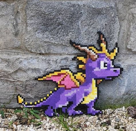 Spyro Pixel Art, Spyro Perler Beads, Perler Templates, Fun Beads, Pixel Beads, Game Sprites, Perler Bead Templates, Diy Perler Bead Crafts, Hama Beads Patterns