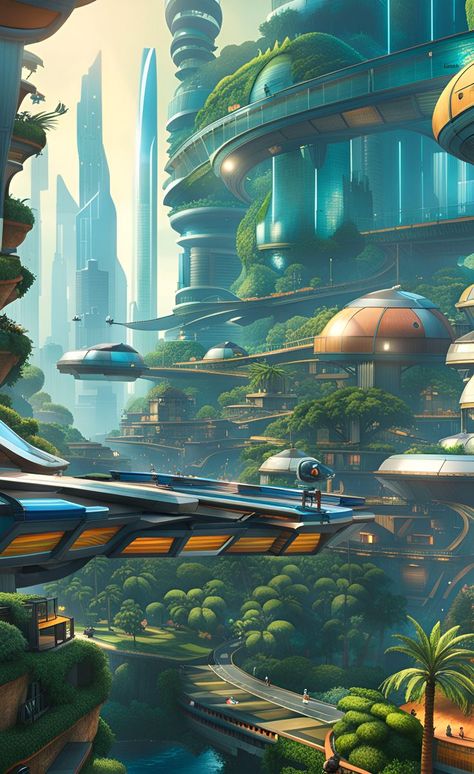 Dunia Paralel, Nature Terrarium, Futuristic Places, Solar Punk, Sci Fi Games, Future Inspiration, Sci Fi City, Fantasy Land, Building Concept