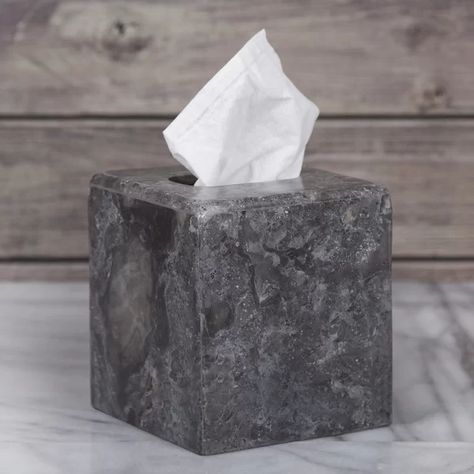 Fleur De Lis Living Edison Natural Marble Square Tissue Box Cover & Reviews | Wayfair.ca Mochila Chanel, Dish Soap Tray, Square Tissue Box Cover, Facial Tissue Box, Marble Square, Marble Bar, Countertop Organization, Marble Bath, Vanity Countertop