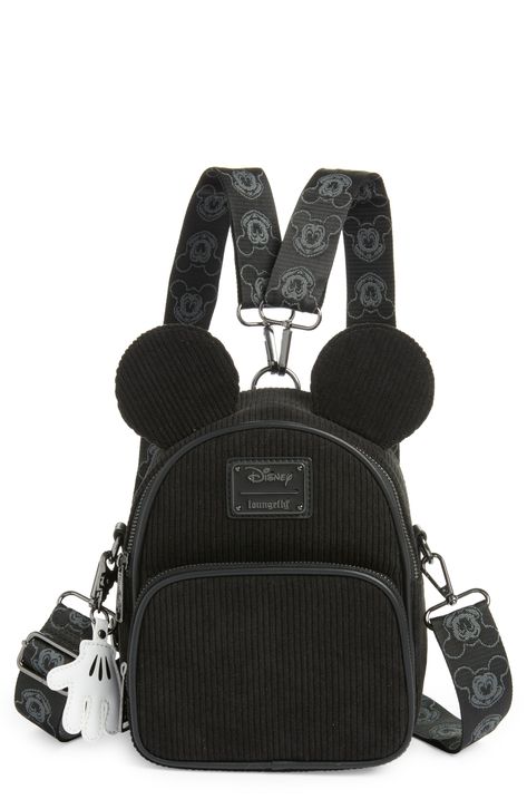 Loungefly x Disney Mickey Mouse Corduroy Convertible Backpack available at #Nordstrom Loungefly Disney Backpack, Mickey Mouse Accessories, Mickey Backpack, Disney Bags Backpacks, Disney Backpack, Mickey Mouse Backpack, Loungefly Backpack, Disney Themed Outfits, Cute Luggage