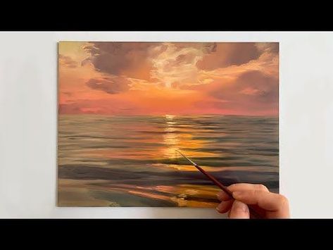 Sunset Painting Tutorial: Step By Step Sunset Painting Tutorial, A Sunset Painting, Painting Tutorial Step By Step, Landscape Painting Ideas, Sunset Paintings, Sunset Acrylic, Simple Oil Painting, Acrylic Tutorials, Oil Painting Tutorial