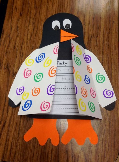 It's a follow-up writing activity to Tacky the Penguin that includes designing a new shirt for the fashionable fowl! Activities For December, Penguin Crafts Preschool, Crafts Kindergarten, Tacky The Penguin, Penguin Activities, Preschool Designs, Penguin Theme, Penguin Crafts, Penguin Craft