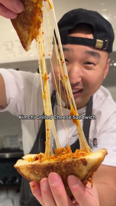 Ramen Grilled Cheese, Miso Grilled Cheese, Korean Sandwich, Kimchi Grilled Cheese Sandwich, Upgraded Grilled Cheese, Kimchi Grilled Cheese, Chef Chris Cho, Grilled Cheese Sandwich Vegetarian, Chris Cho