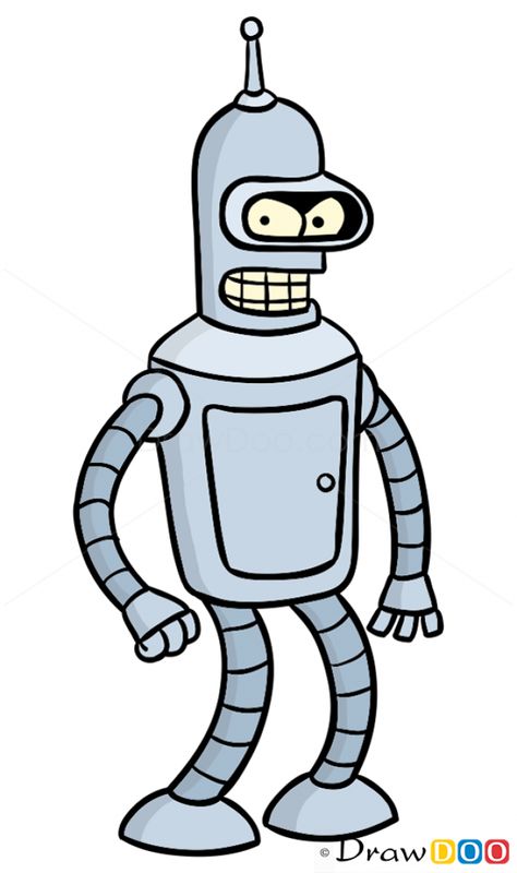 How to Draw Bender, Futurama Bender Futurama Drawing, Futurama Character Drawings, Bender Drawing, Futurama Drawing, Futurama Painting, Bender Tattoo, Bender Futurama, Outside Movie Night Ideas, Futurama Tattoo