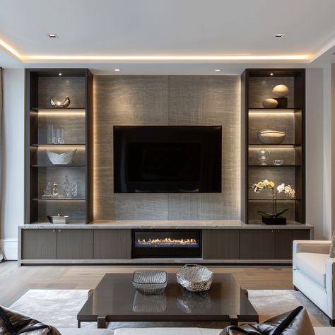 Build In Tv Cabinet, Tv Wall Unit Designs, Tv Cabinet Wall, Contemporary Home Design, Luxury Villa Design, Wall Unit Designs, Wall Tv Unit Design, Living Room Tv Unit Designs, Living Room Tv Unit