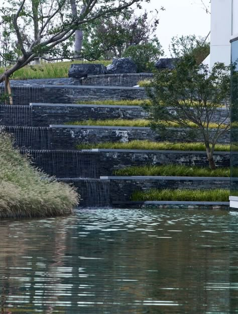 Gallery of Zhejiang Jiande Aviation Training Base / gad - 13 Natural Swimming Ponds, Aviation Training, Japan Garden, Outdoor Steps, Sunken Garden, Education Architecture, Aviation Industry, Rain Garden, Hanging Garden