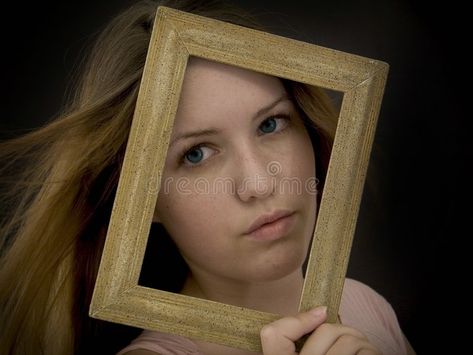 Framed. Woman holding an old picture frame over her face #Sponsored , #Sponsored, #affiliate, #Woman, #face, #frame, #Framed Shoot Poses, Modern Graphic Art, Old Picture Frames, Face Frame, 50 Words, Makeup Lips, Framing Photography, Portrait Frame, Old Pictures