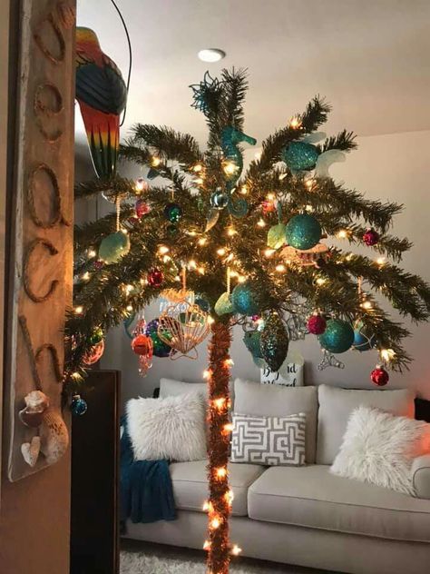 Jimmy Buffet Christmas Party, Christmas Luau, Tiki Christmas, Aloha Christmas, Tropical Xmas, Christmas In July Party Ideas, Mermaid Christmas Tree, Sandy Claws, Christmas In July Party